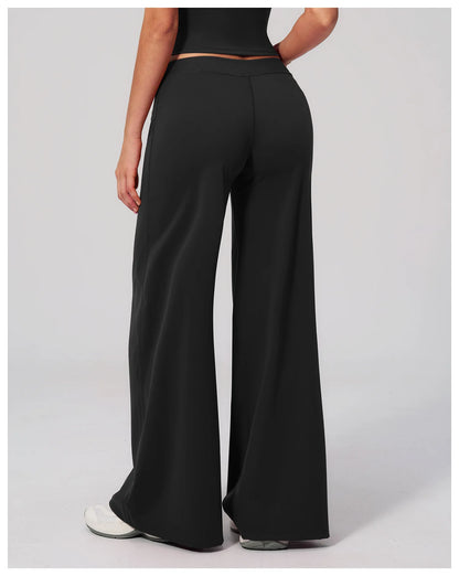 Summer Straight Leg Bottoms Women High Waist Yoga Pants GYM Leggings Naked Feel Pilates Running Fitness Workout Sports Trousers