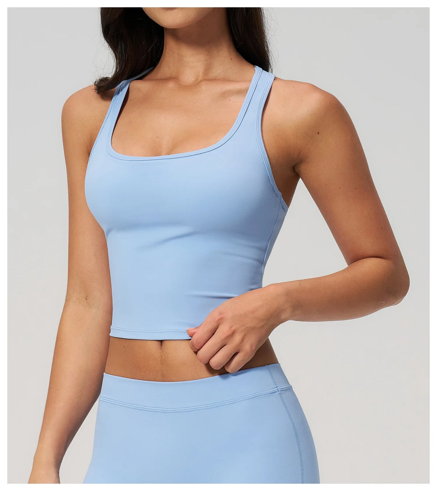 Yoga Vest Women Running Top Tank Top Short Sleeve I-shape Backless Gym Bra Running Workout Top Solid Color Nylon Fitness Top