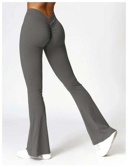 V-shaped Hip Yoga Pants Flare Leggings Women High Waist Wide Leg Pants Women Gym Fitness Sports Flared Pant Dance Trousers