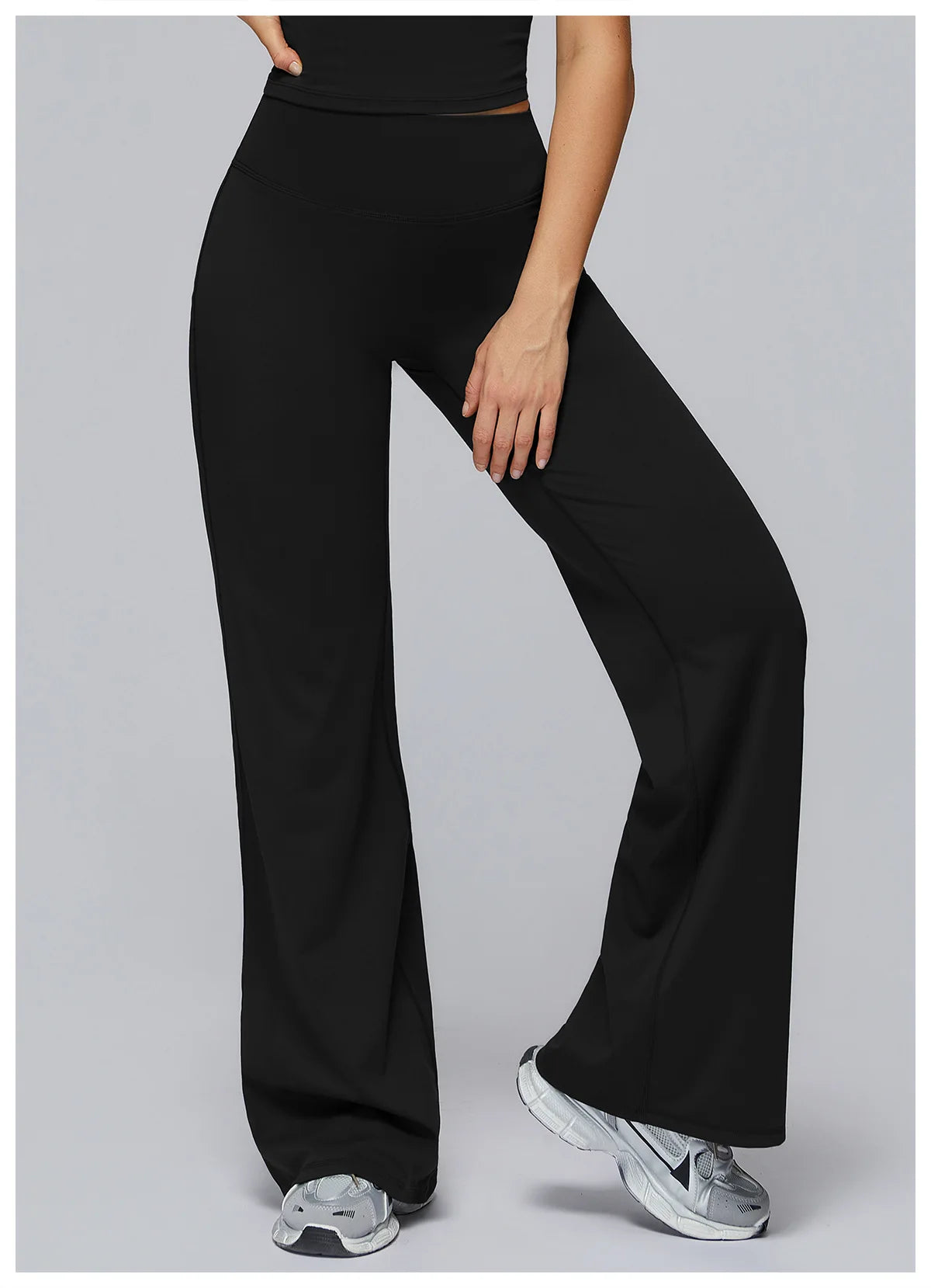 High Waist Wide Leg Yoga Pants Women Butt Lift Workout Trousers Flare Leggings Tummy Control Gym Fitness Straight Leg Bottoms