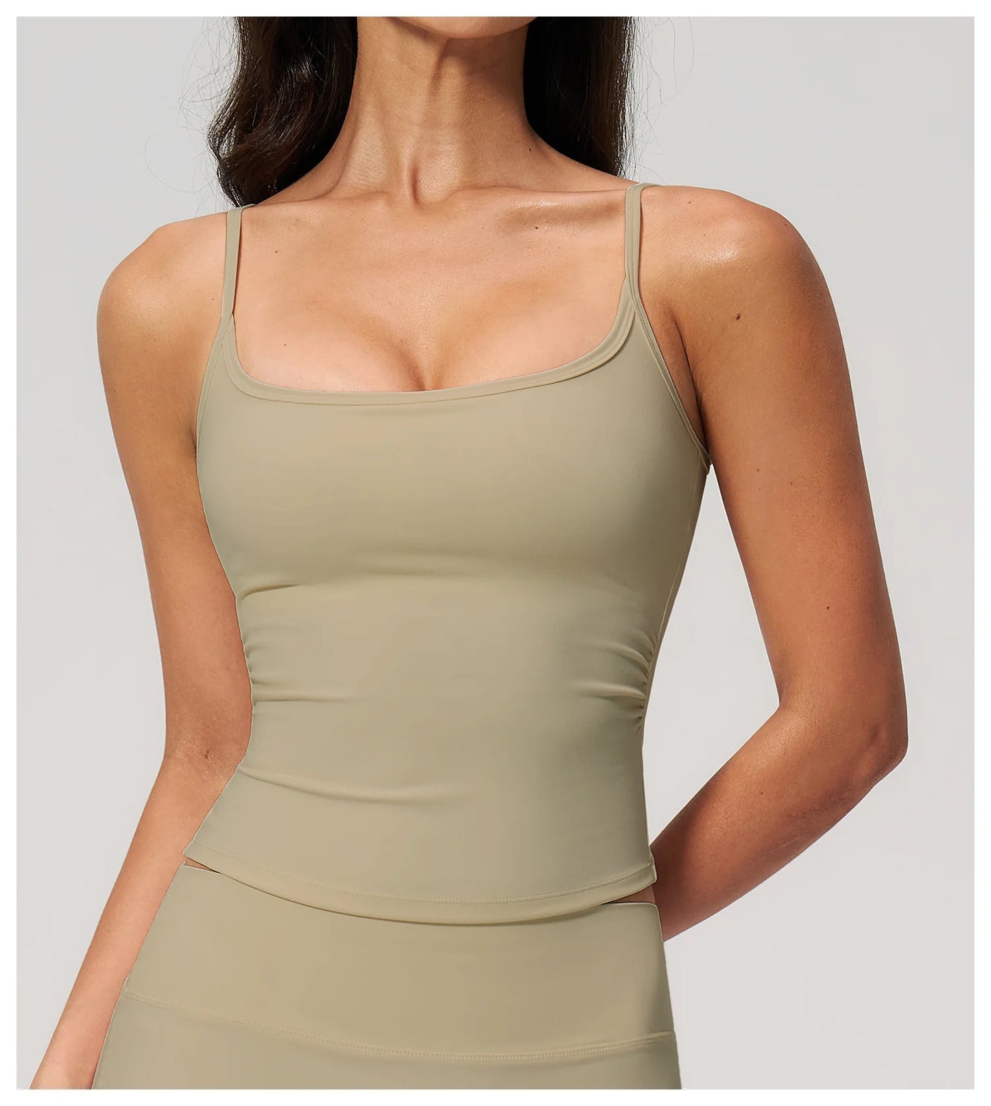 Juren Gym Tank Top With Built In Bra Women's Yoga Clothing Summer Running Square Neck Fitness Vest Beautiful Back Sports Workout
