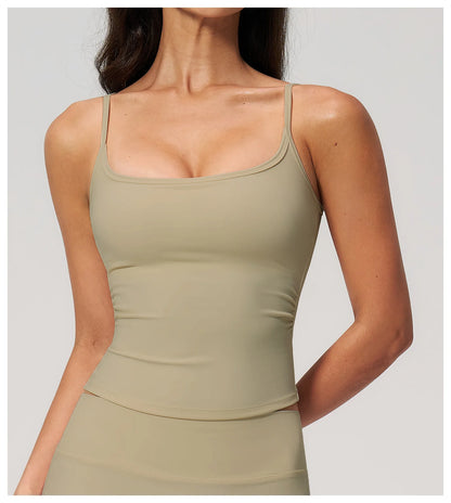 Juren Gym Tank Top With Built In Bra Women's Yoga Clothing Summer Running Square Neck Fitness Vest Beautiful Back Sports Workout