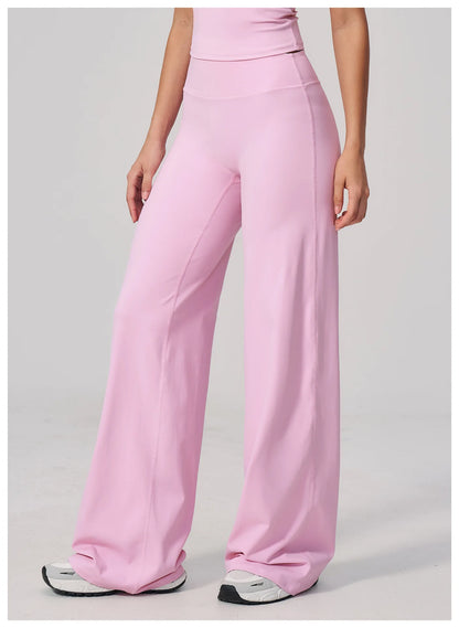 High Waist Wide Leg Yoga Pants Women Butt Lift Workout Trousers Flare Leggings Tummy Control Gym Fitness Straight Leg Bottoms