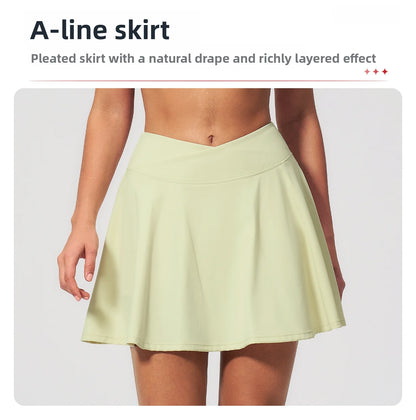 Yoga Short Skirt Women's Sports Short Skirt Quick Drying Running Fitness Badminton Skirt Half Body Anti Light Tennis Skirt Women