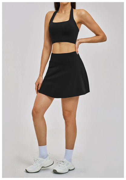 Outdoor Sports Yoga Skirt Women Badminton Tennis Skirt High Waist Breathable Sweat Skirt Active Athletic Yoga Fitness Skirt