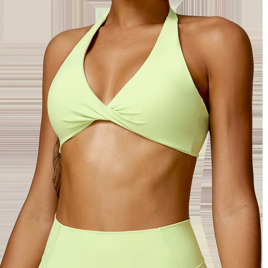 Women's Halter Sports Bra Sexy Beautiful Back Top Push Up Fitness Bra Yoga Gym Workout Bra Fitness Top Sports Breathable Bra