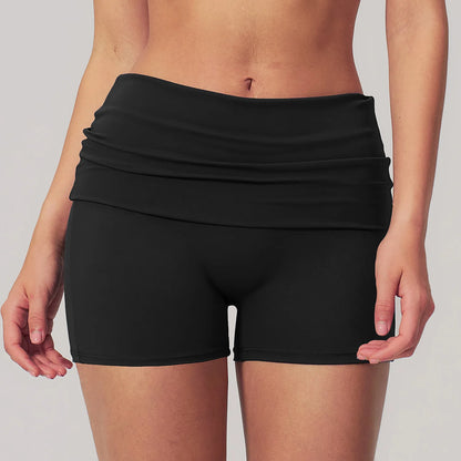 Summer Fold Over Waist Fitness Shorts Women Workout Shorts Yoga Shorts Lift Butt Fitness Shorts Women Running Push Up Gym Shorts