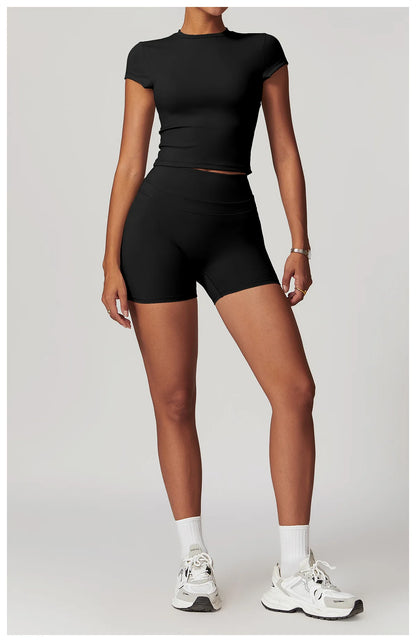 JUREN High Waist Sports Short Women Yoga Shorts Breathable Fitness Tight Women Yoga Legging Shorts Cycling Athletic Gym Shorts