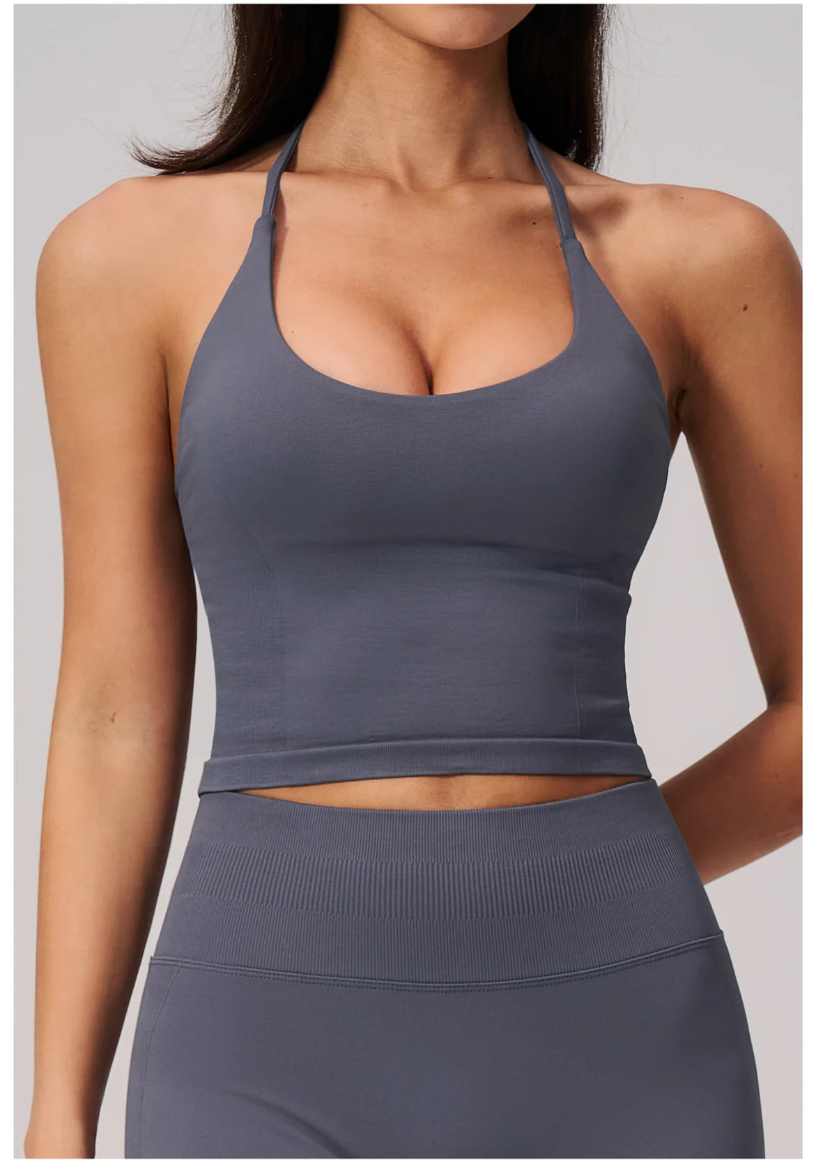 Summer Sports Halter Yoga Top Gym Vest Woman Backless Tank Tops Seamless Push Up Sport Bra Running Vest Workout Top Activewear