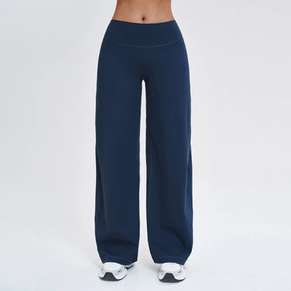 Yoga Pants Women Straight Leg Bottoms Women's Mid-Waist Fitness Pants Gym Leggings Naked Feel Pilates Running Sports Trousers