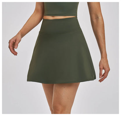Outdoor Sports Yoga Skirt Women Badminton Tennis Skirt High Waist Breathable Sweat Skirt Active Athletic Yoga Fitness Skirt