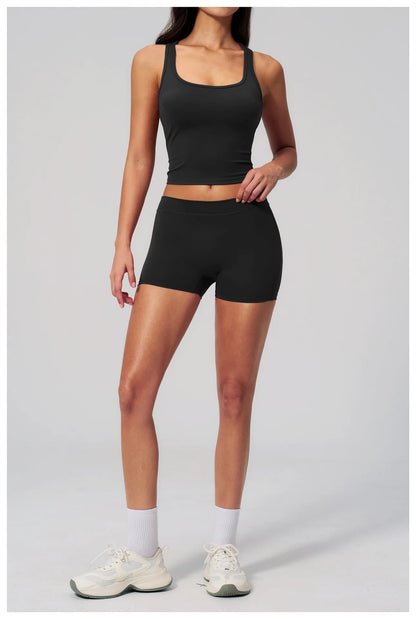 Yoga Vest Women Running Top Tank Top Short Sleeve I-shape Backless Gym Bra Running Workout Top Solid Color Nylon Fitness Top