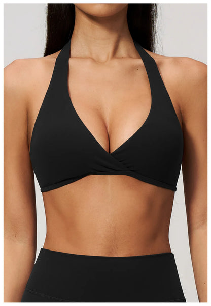 Summer Sports Bra Women Sexy Halter Top High Support Push-up Open Back Gym Wear Impact Fitness Bra Yoga Yops Workout Underwear