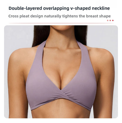 Summer Sports Bra Women Sexy Halter Top High Support Push-up Open Back Gym Wear Impact Fitness Bra Yoga Yops Workout Underwear