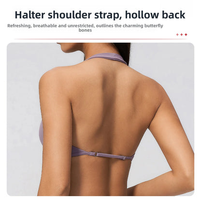 Summer Sports Bra Women Sexy Halter Top High Support Push-up Open Back Gym Wear Impact Fitness Bra Yoga Yops Workout Underwear