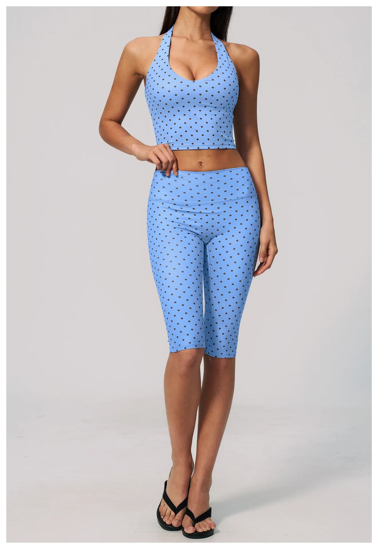 Polka Dot Yoga Capri Pants Women Sports Leggings Woman High Waist Push Up Gym Fitness Yoga Pants Running Athletic Legging Summer