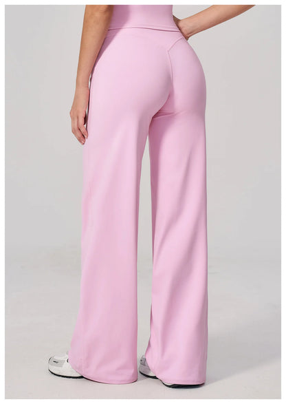 High Waist Wide Leg Yoga Pants Women Butt Lift Workout Trousers Flare Leggings Tummy Control Gym Fitness Straight Leg Bottoms