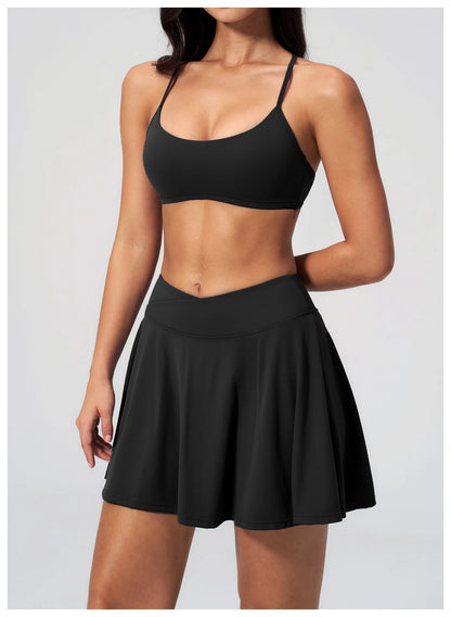 Yoga Short Skirt Women's Sports Short Skirt Quick Drying Running Fitness Badminton Skirt Half Body Anti Light Tennis Skirt Women