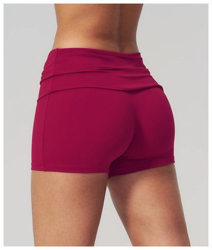 Summer Fold Over Waist Fitness Shorts Women Workout Shorts Yoga Shorts Lift Butt Fitness Shorts Women Running Push Up Gym Shorts