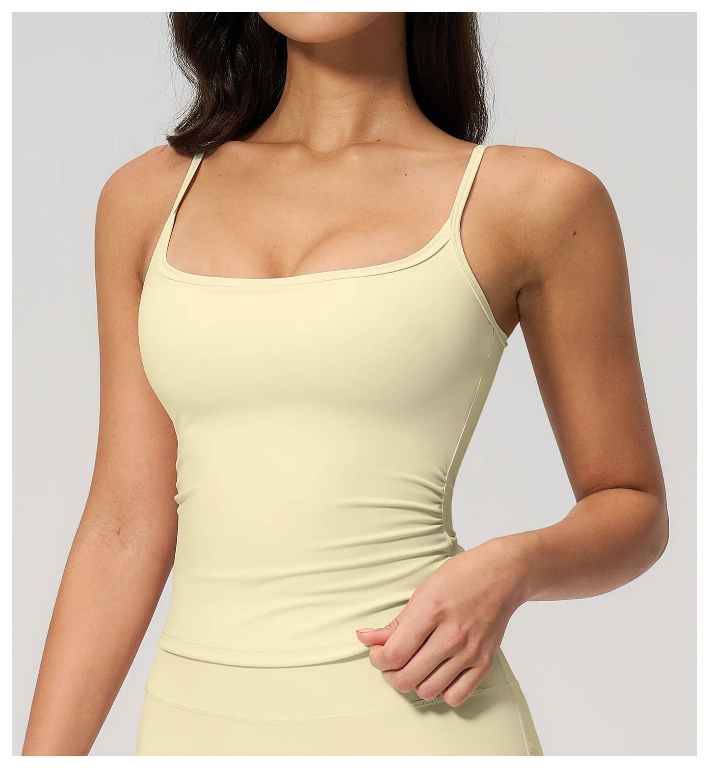 Juren Gym Tank Top With Built In Bra Women's Yoga Clothing Summer Running Square Neck Fitness Vest Beautiful Back Sports Workout