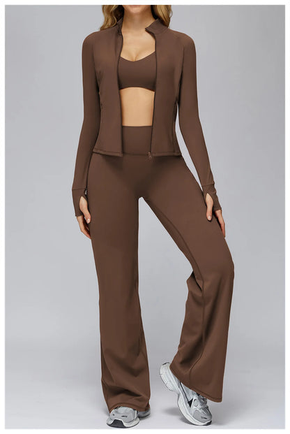 High Waist Wide Leg Yoga Pants Women Butt Lift Workout Trousers Flare Leggings Tummy Control Gym Fitness Straight Leg Bottoms