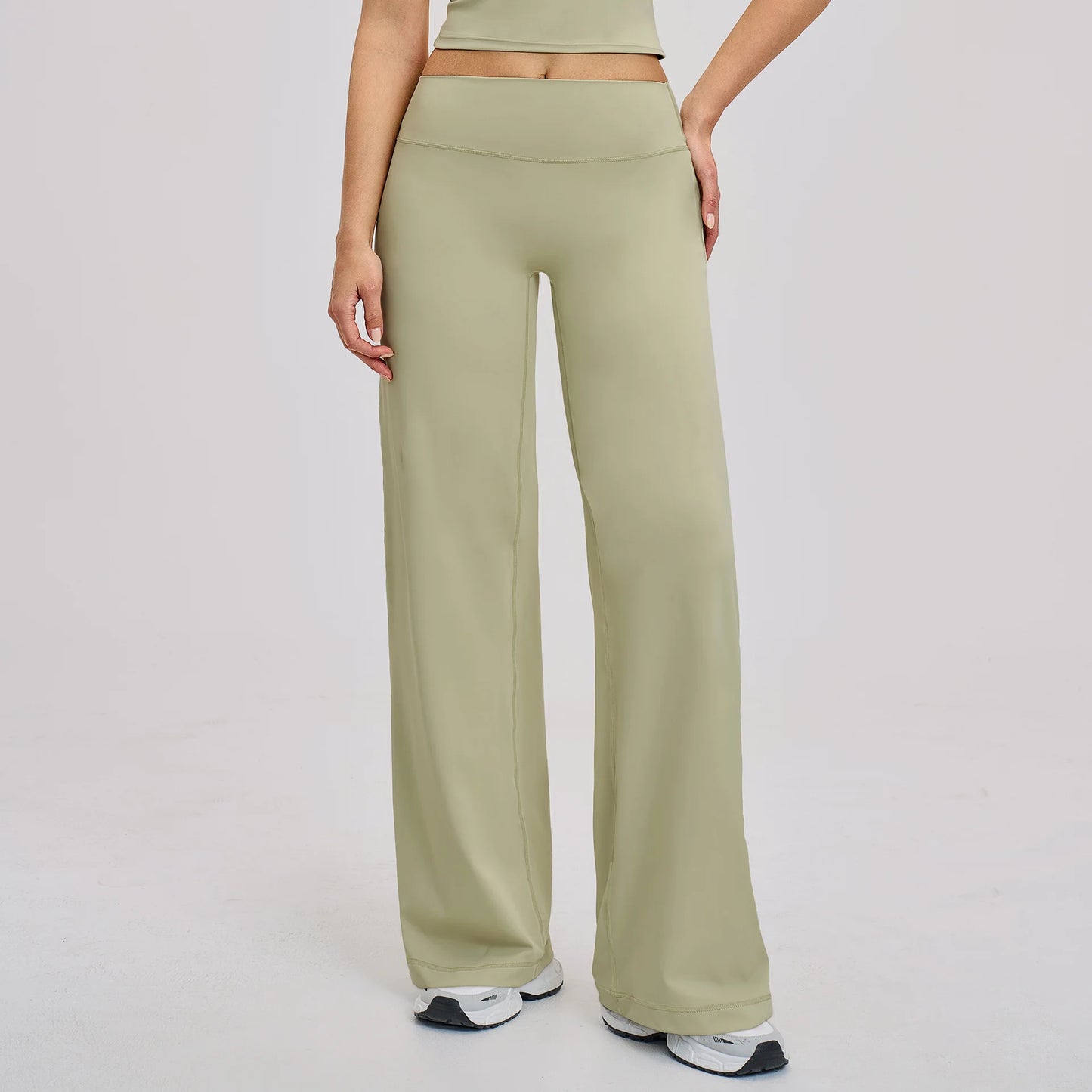 Yoga Pants Women Straight Leg Bottoms Women's Mid-Waist Fitness Pants Gym Leggings Naked Feel Pilates Running Sports Trousers