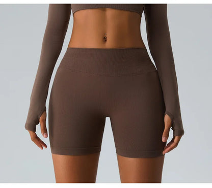 Seamless V Back Yoga Shorts Women Sportwear Fitness Tights Elastic Scrunch Gym Cycling Push Up Running Workout High Waist Shorts