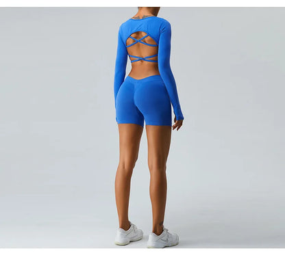 Seamless V Back Yoga Shorts Women Sportwear Fitness Tights Elastic Scrunch Gym Cycling Push Up Running Workout High Waist Shorts