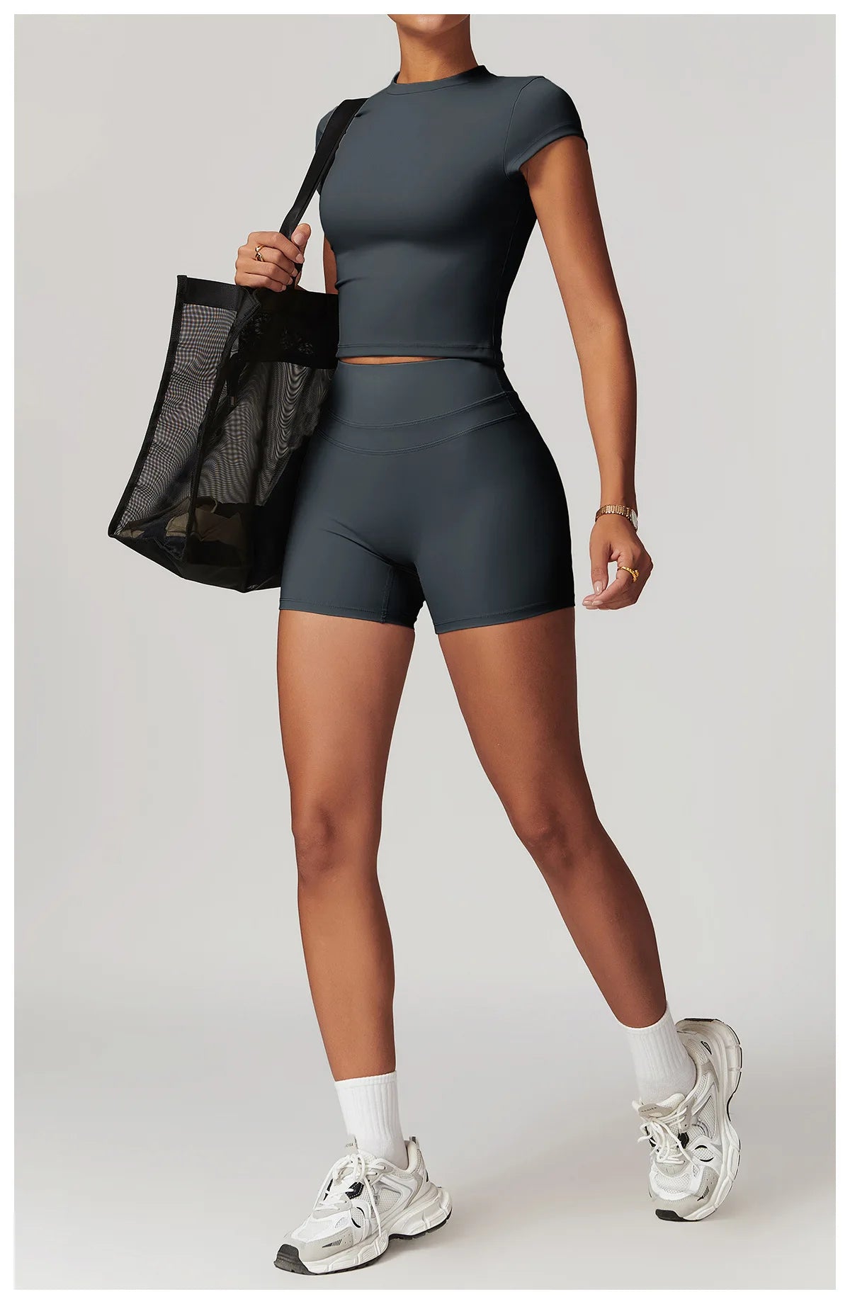 JUREN High Waist Sports Short Women Yoga Shorts Breathable Fitness Tight Women Yoga Legging Shorts Cycling Athletic Gym Shorts