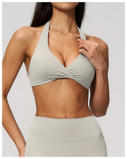 Summer Sports Bra Women Sexy Halter Top High Support Push-up Open Back Gym Wear Impact Fitness Bra Yoga Yops Workout Underwear