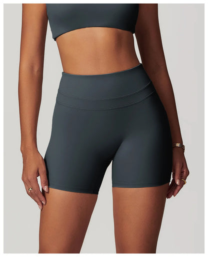 JUREN High Waist Sports Short Women Yoga Shorts Breathable Fitness Tight Women Yoga Legging Shorts Cycling Athletic Gym Shorts