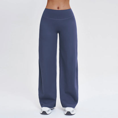 Yoga Pants Women Straight Leg Bottoms Women's Mid-Waist Fitness Pants Gym Leggings Naked Feel Pilates Running Sports Trousers