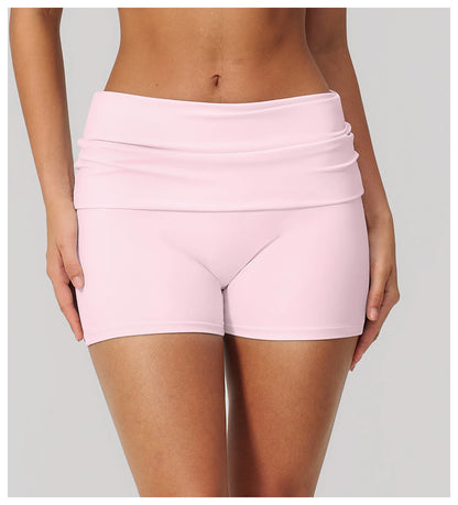 Summer Fold Over Waist Fitness Shorts Women Workout Shorts Yoga Shorts Lift Butt Fitness Shorts Women Running Push Up Gym Shorts