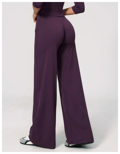 Yoga Pants Women Straight Leg Bottoms Women's Mid-Waist Fitness Pants Gym Leggings Naked Feel Pilates Running Sports Trousers
