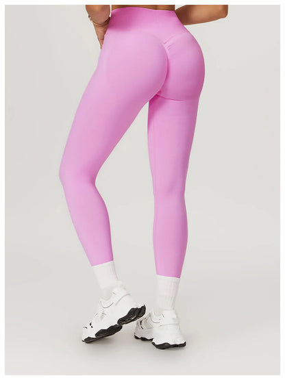 Seamless Fitness Leggings Women Sport High Waist Elastic Ribbed Yoga Leggings Gym Jogging Quick Dry Push Up Slim Pants Female