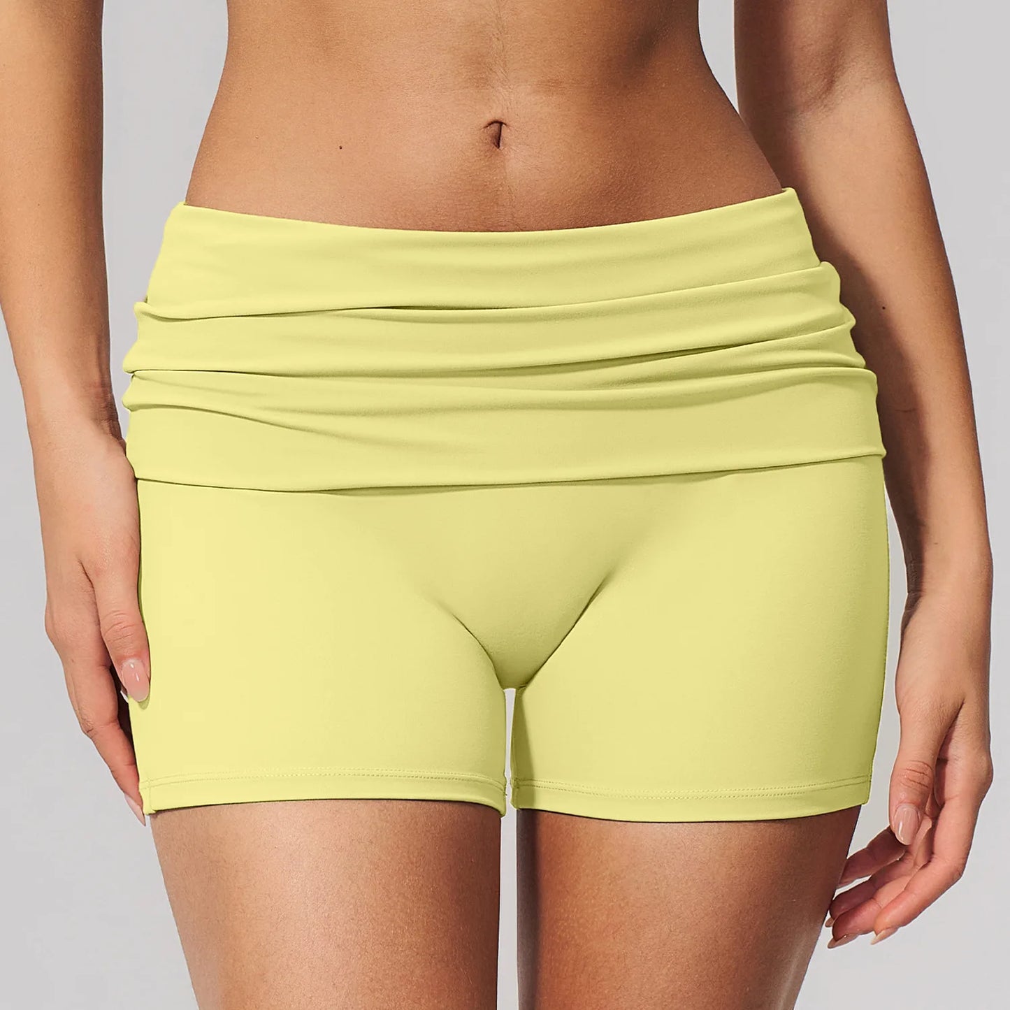Summer Fold Over Waist Fitness Shorts Women Workout Shorts Yoga Shorts Lift Butt Fitness Shorts Women Running Push Up Gym Shorts