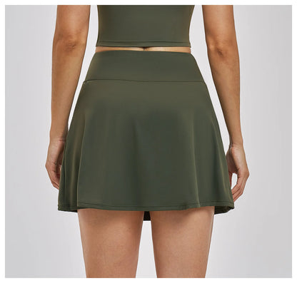 Outdoor Sports Yoga Skirt Women Badminton Tennis Skirt High Waist Breathable Sweat Skirt Active Athletic Yoga Fitness Skirt
