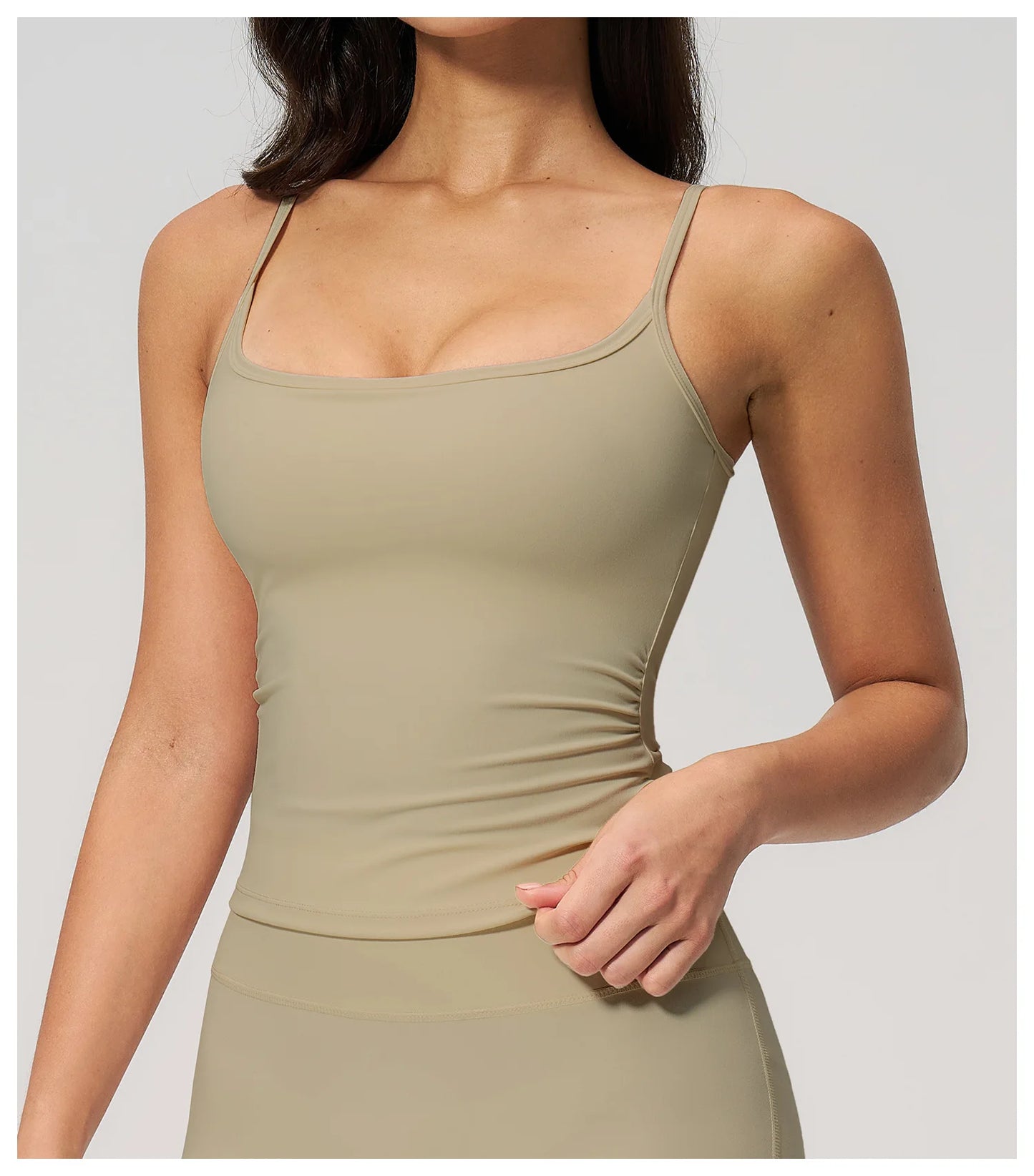 Juren Gym Tank Top With Built In Bra Women's Yoga Clothing Summer Running Square Neck Fitness Vest Beautiful Back Sports Workout