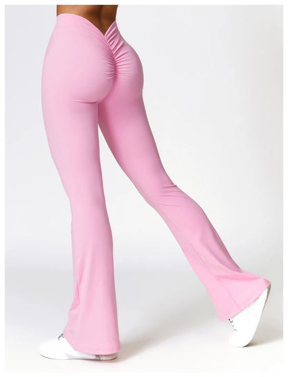 V-shaped Hip Yoga Pants Flare Leggings Women High Waist Wide Leg Pants Women Gym Fitness Sports Flared Pant Dance Trousers