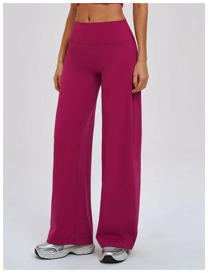 Yoga Pants Women Straight Leg Bottoms Women's Mid-Waist Fitness Pants Gym Leggings Naked Feel Pilates Running Sports Trousers