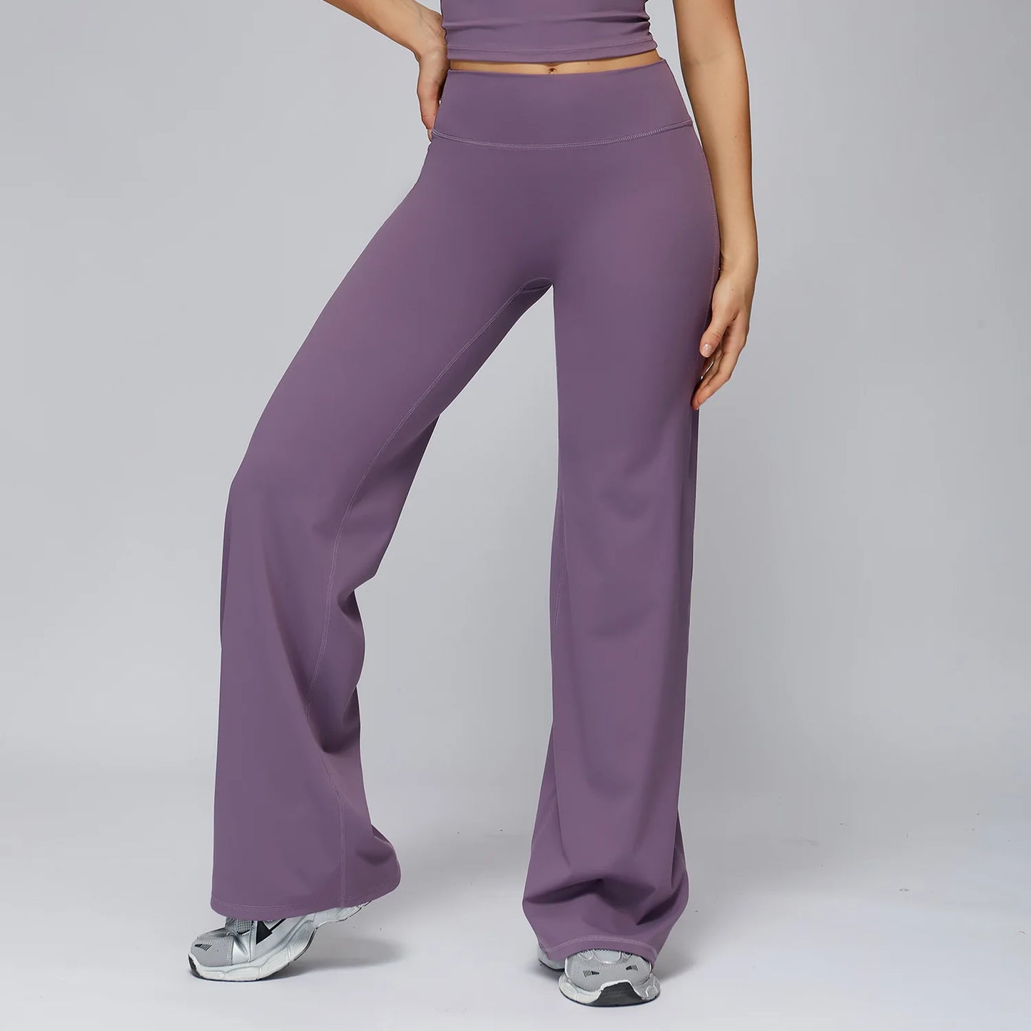High Waist Wide Leg Yoga Pants Women Butt Lift Workout Trousers Flare Leggings Tummy Control Gym Fitness Straight Leg Bottoms
