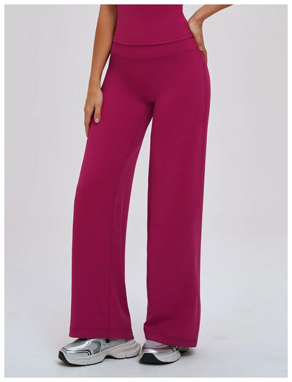 Yoga Pants Women Straight Leg Bottoms Women's Mid-Waist Fitness Pants Gym Leggings Naked Feel Pilates Running Sports Trousers