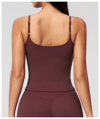 Juren Gym Tank Top With Built In Bra Women's Yoga Clothing Summer Running Square Neck Fitness Vest Beautiful Back Sports Workout