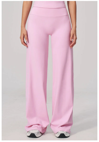 High Waist Wide Leg Yoga Pants Women Butt Lift Workout Trousers Flare Leggings Tummy Control Gym Fitness Straight Leg Bottoms