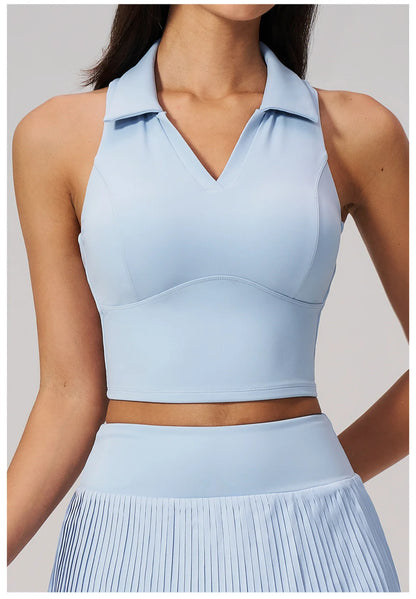Women's Yoga Tank Push Up Workout Top Quick-Dry Collar Gym Sports Vest Running Female Running Tight Top Women Fitness Underwear
