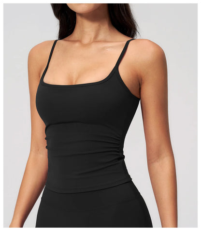 Juren Gym Tank Top With Built In Bra Women's Yoga Clothing Summer Running Square Neck Fitness Vest Beautiful Back Sports Workout