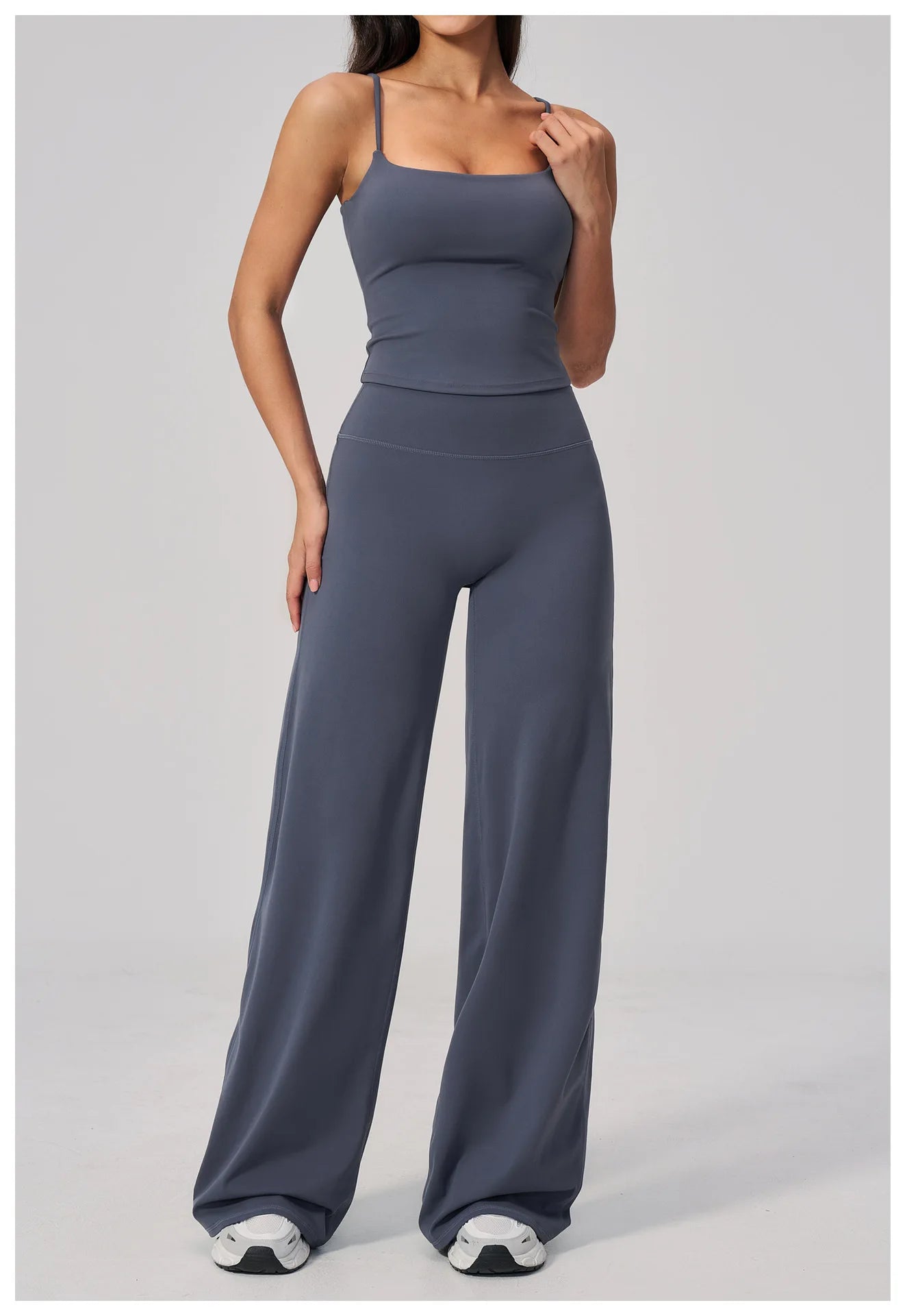 High Waist Wide Leg Yoga Pants Women Butt Lift Workout Trousers Flare Leggings Tummy Control Gym Fitness Straight Leg Bottoms
