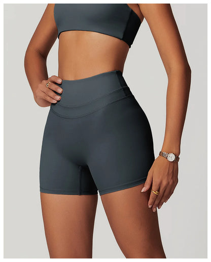 JUREN High Waist Sports Short Women Yoga Shorts Breathable Fitness Tight Women Yoga Legging Shorts Cycling Athletic Gym Shorts