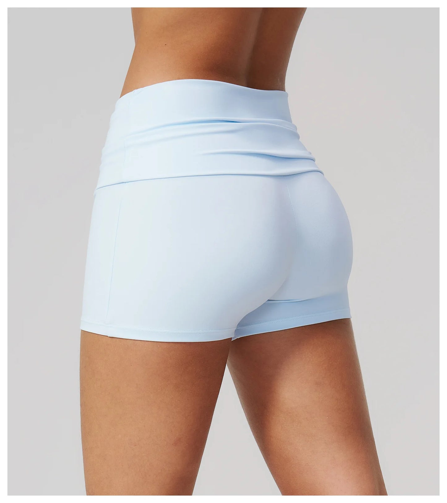 Summer Women Fitness Workout Shorts Yoga Shorts Fold Over High Waist Lift Butt Fitness Shorts Women Running Push Up Gym Shorts