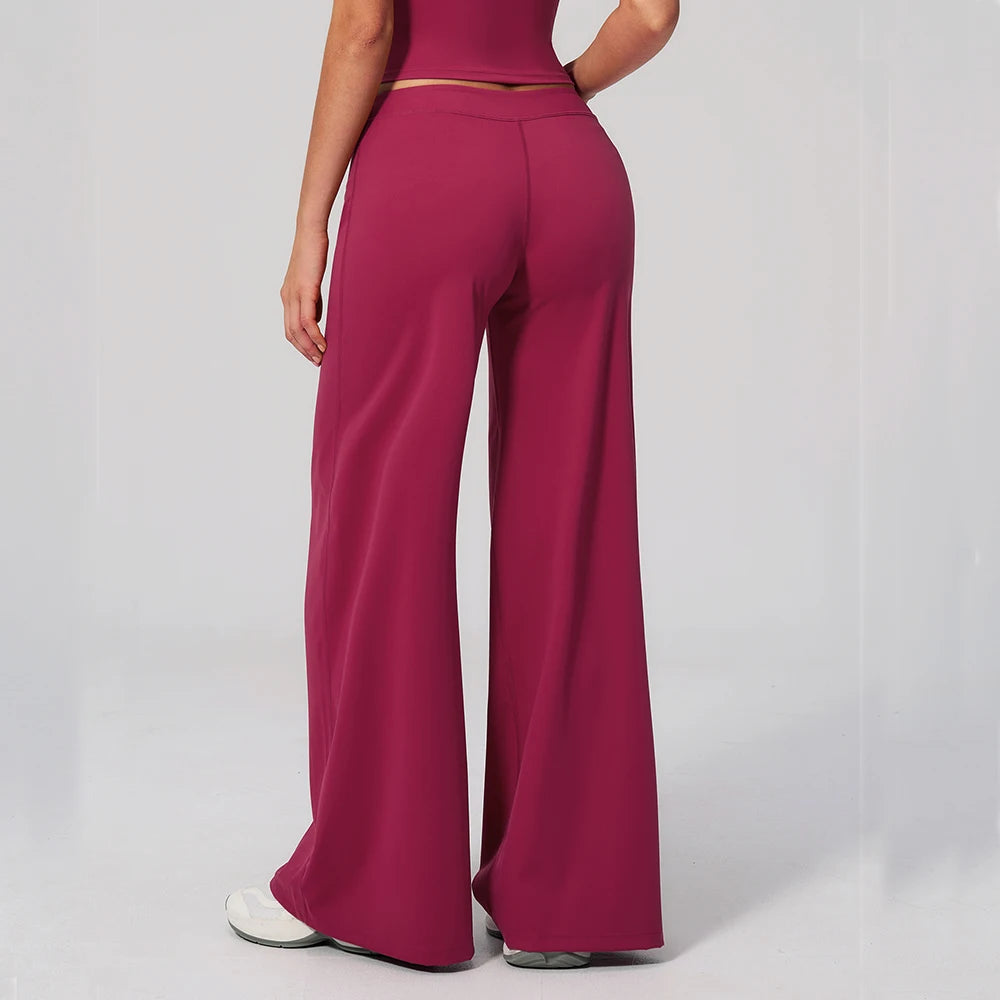 Summer Straight Leg Bottoms Women High Waist Yoga Pants GYM Leggings Naked Feel Pilates Running Fitness Workout Sports Trousers